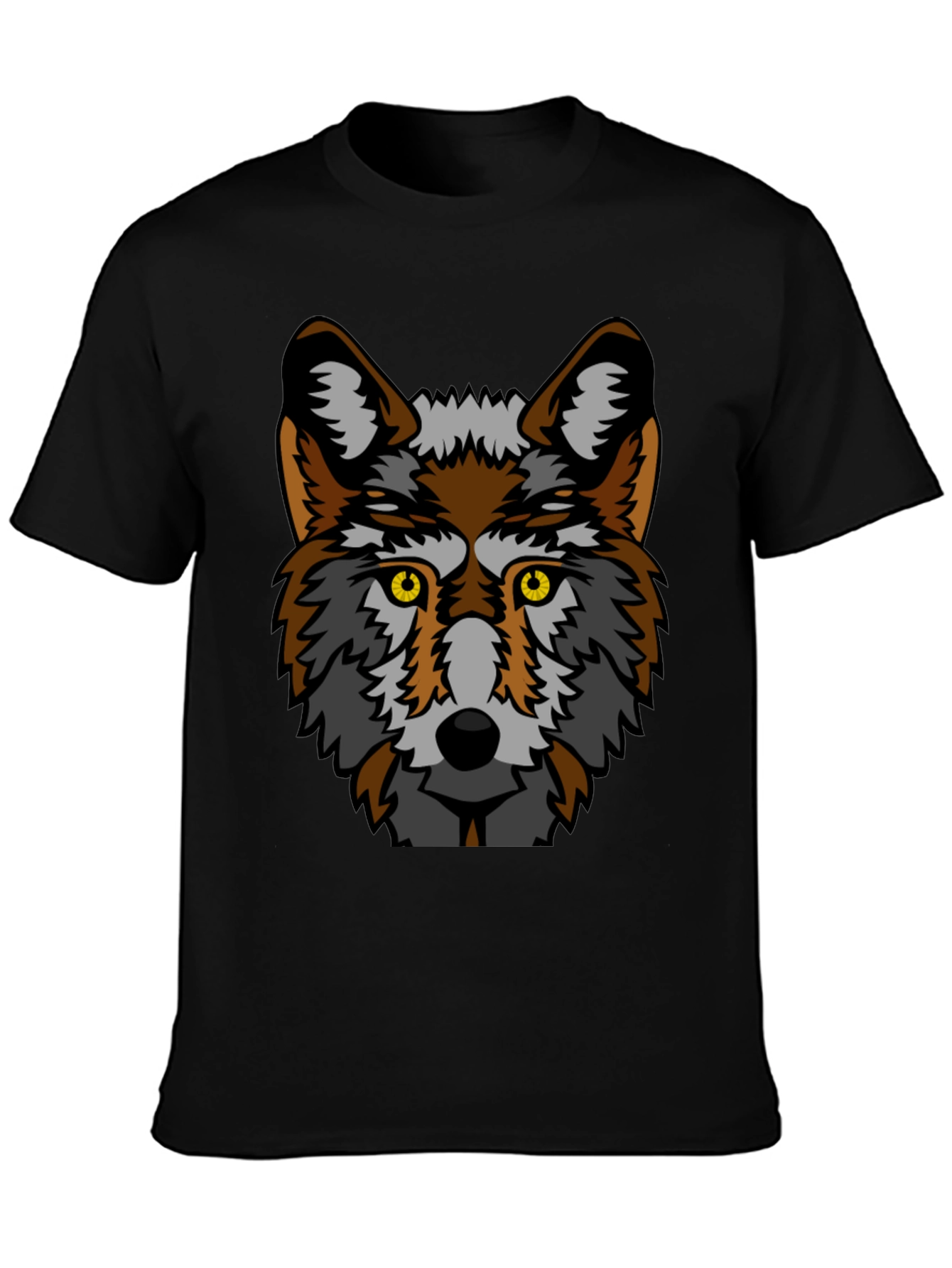 Black Wolf Graphic Tee - Bold Animal Print