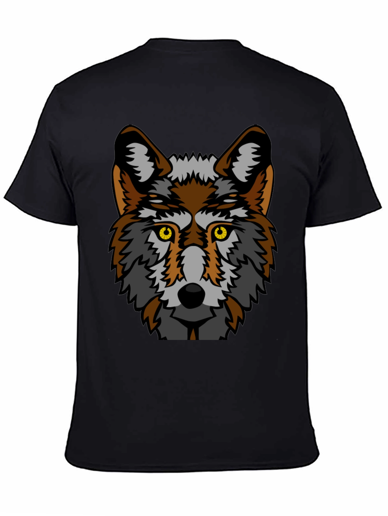 Black Wolf Graphic Tee - Bold Animal Print
