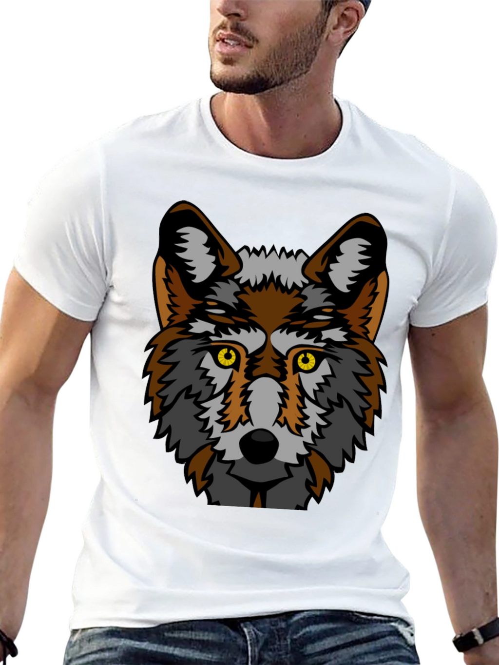 Black Wolf Graphic Tee - Bold Animal Print