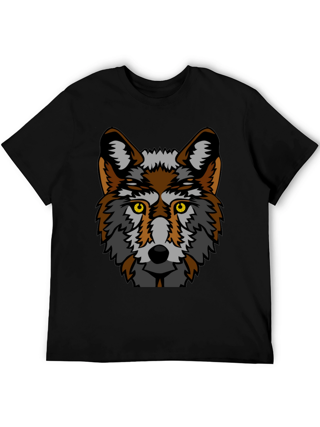 Black Wolf Graphic Tee - Bold Animal Print