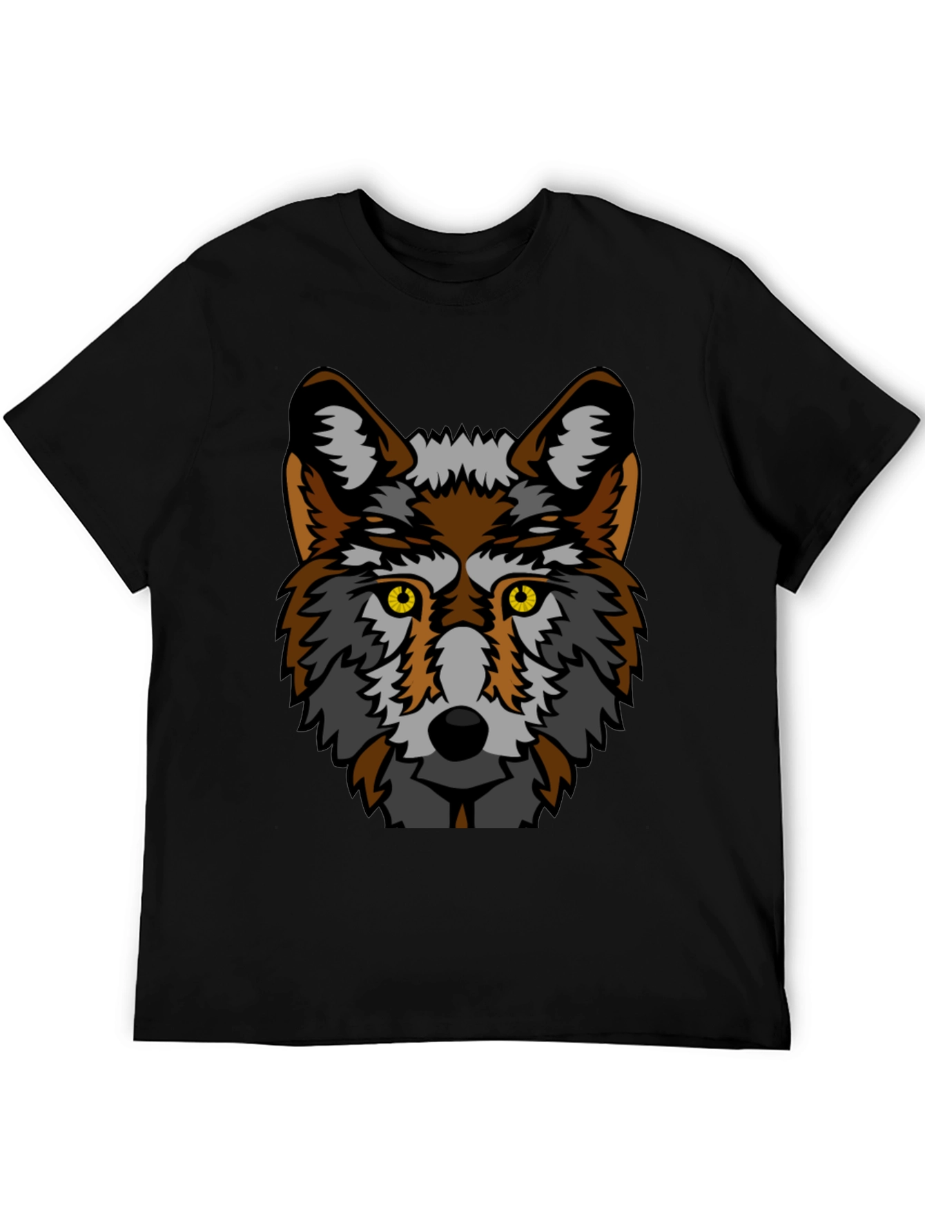 Black Wolf Graphic Tee - Bold Animal Print