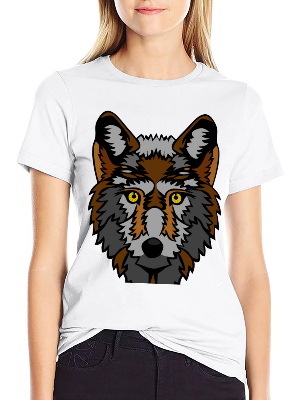 Black Wolf Graphic Tee - Bold Animal Print