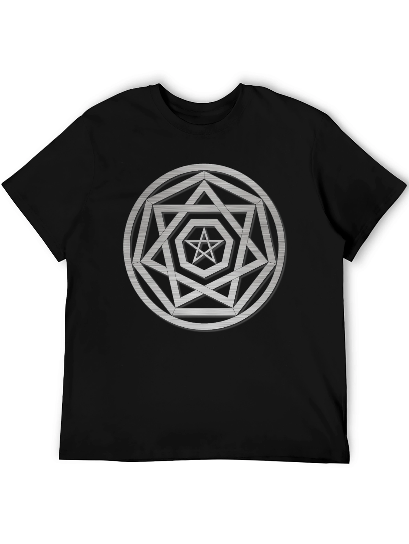 Geometric Star Graphic Tee - Stylish Black T-Shirt