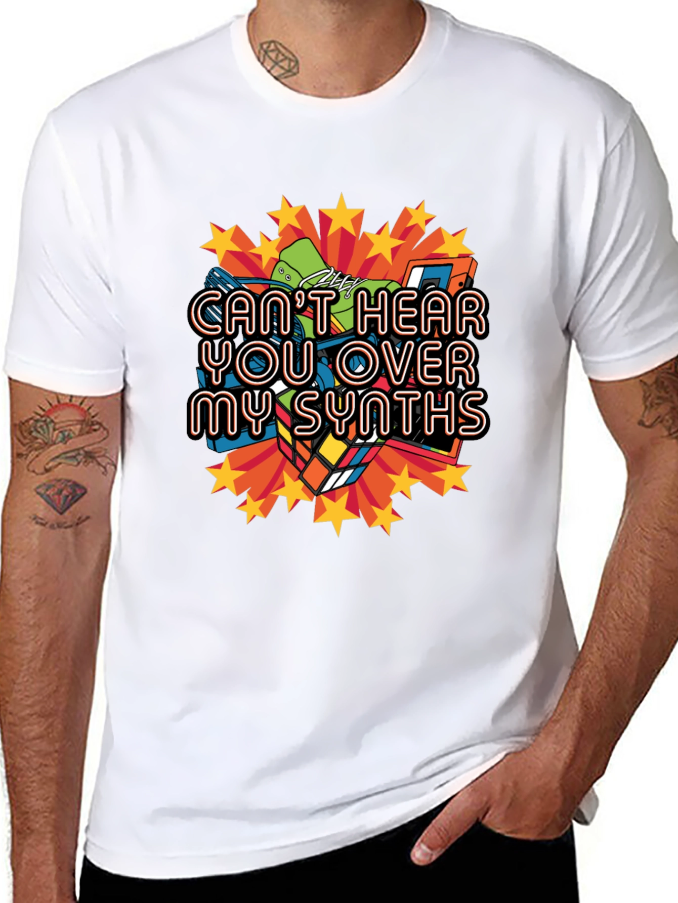 Cant Hear You Over My Synths Black T-Shirt