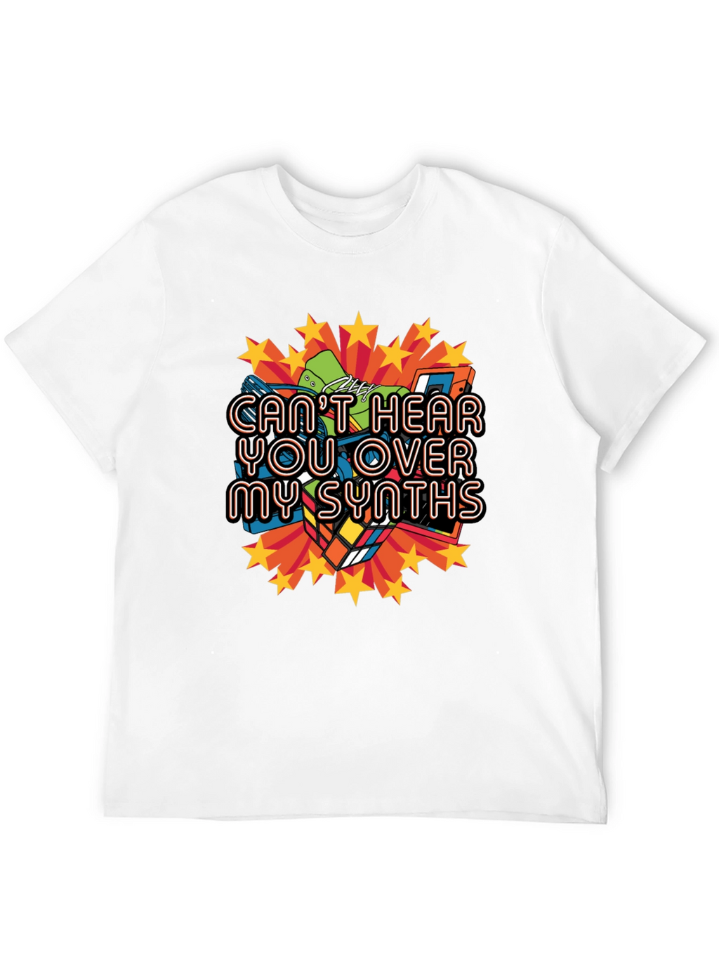 Cant Hear You Over My Synths Black T-Shirt