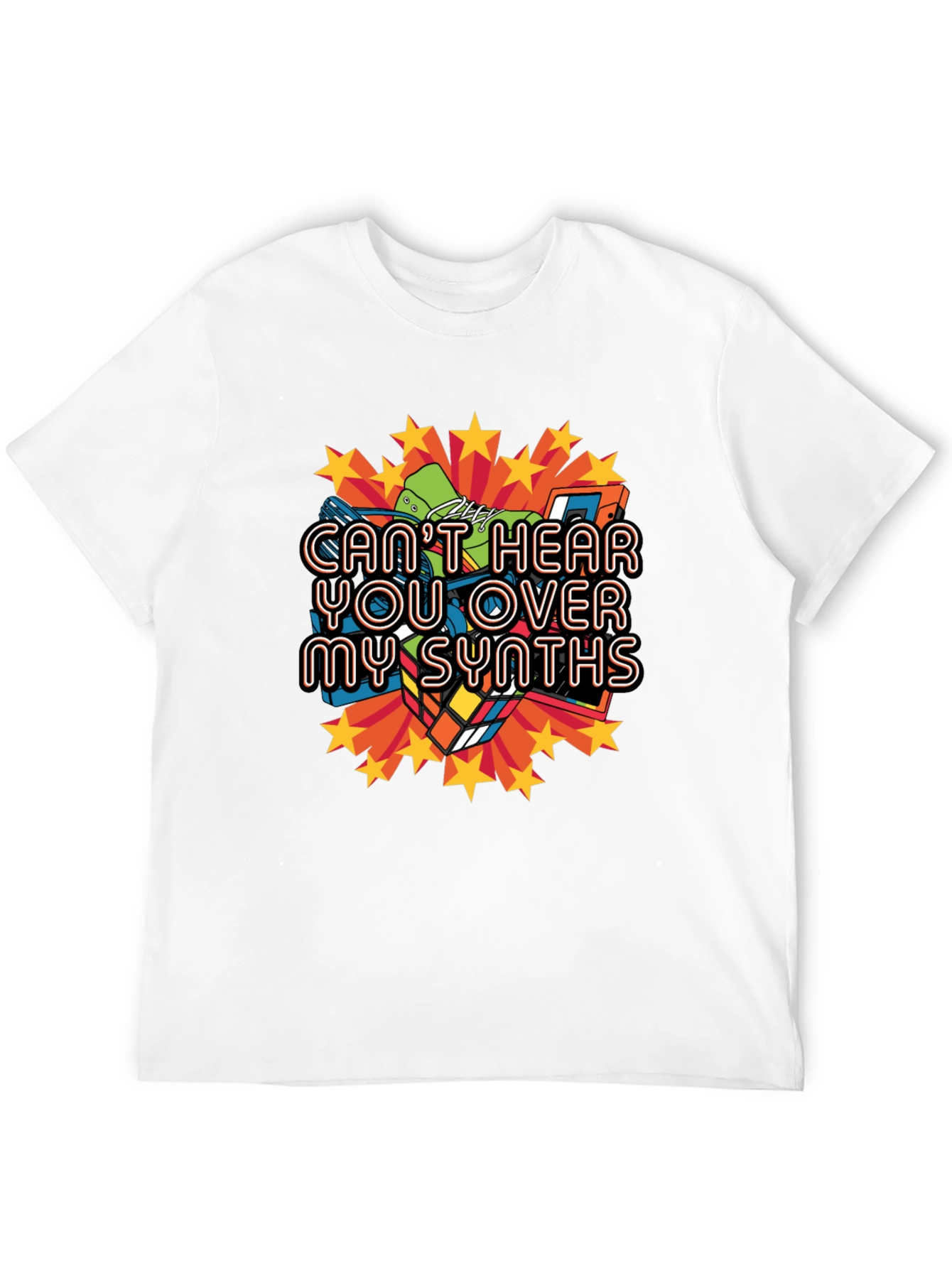 Cant Hear You Over My Synths Black T-Shirt