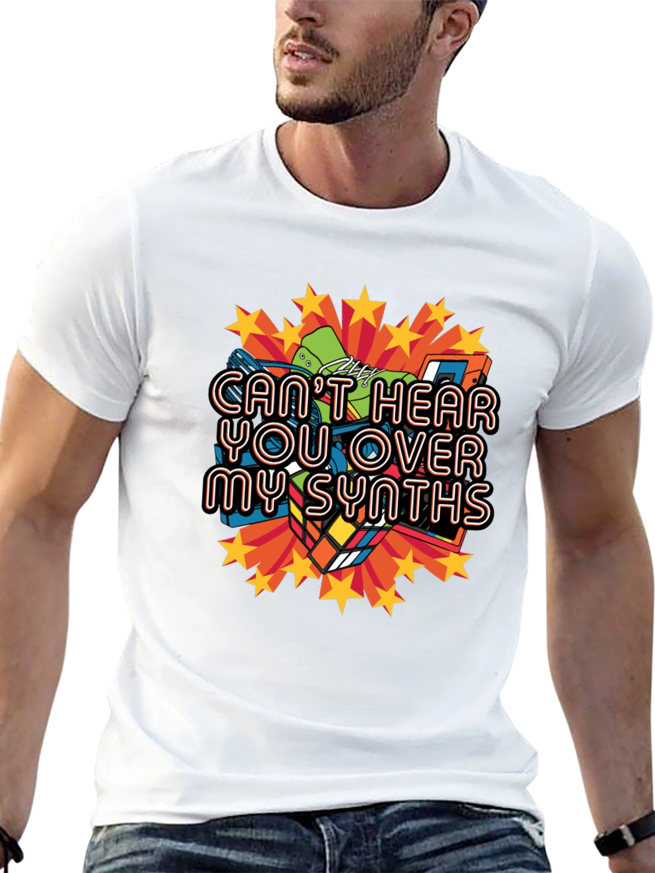 Cant Hear You Over My Synths Black T-Shirt