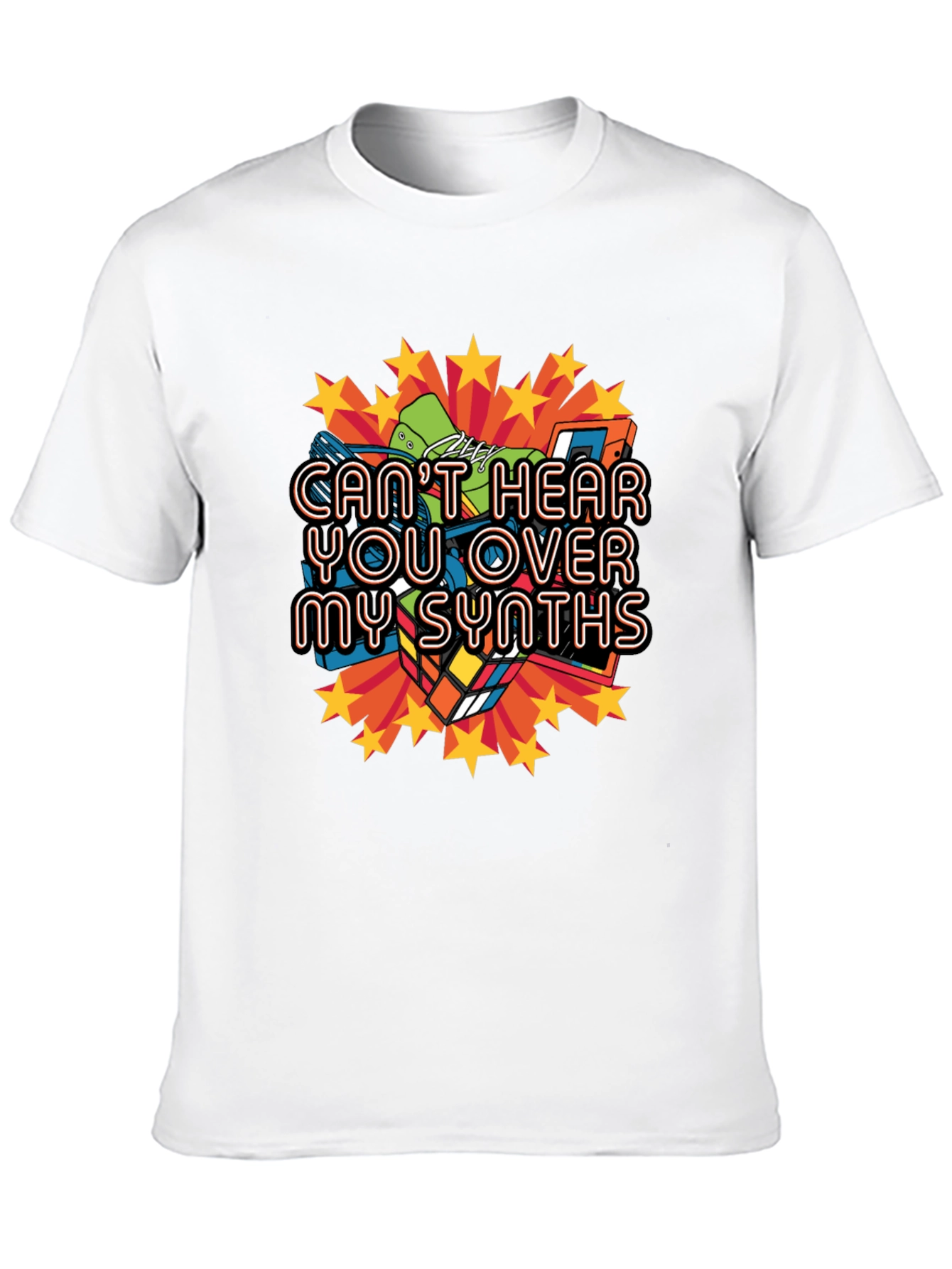 Cant Hear You Over My Synths Black T-Shirt