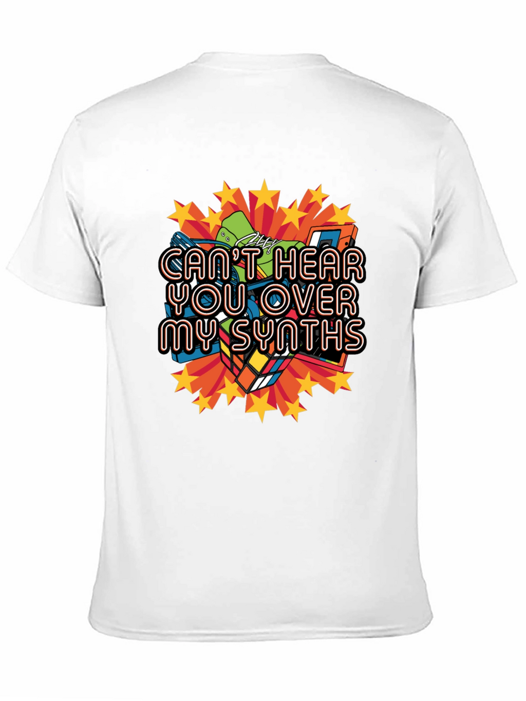 Cant Hear You Over My Synths Black T-Shirt