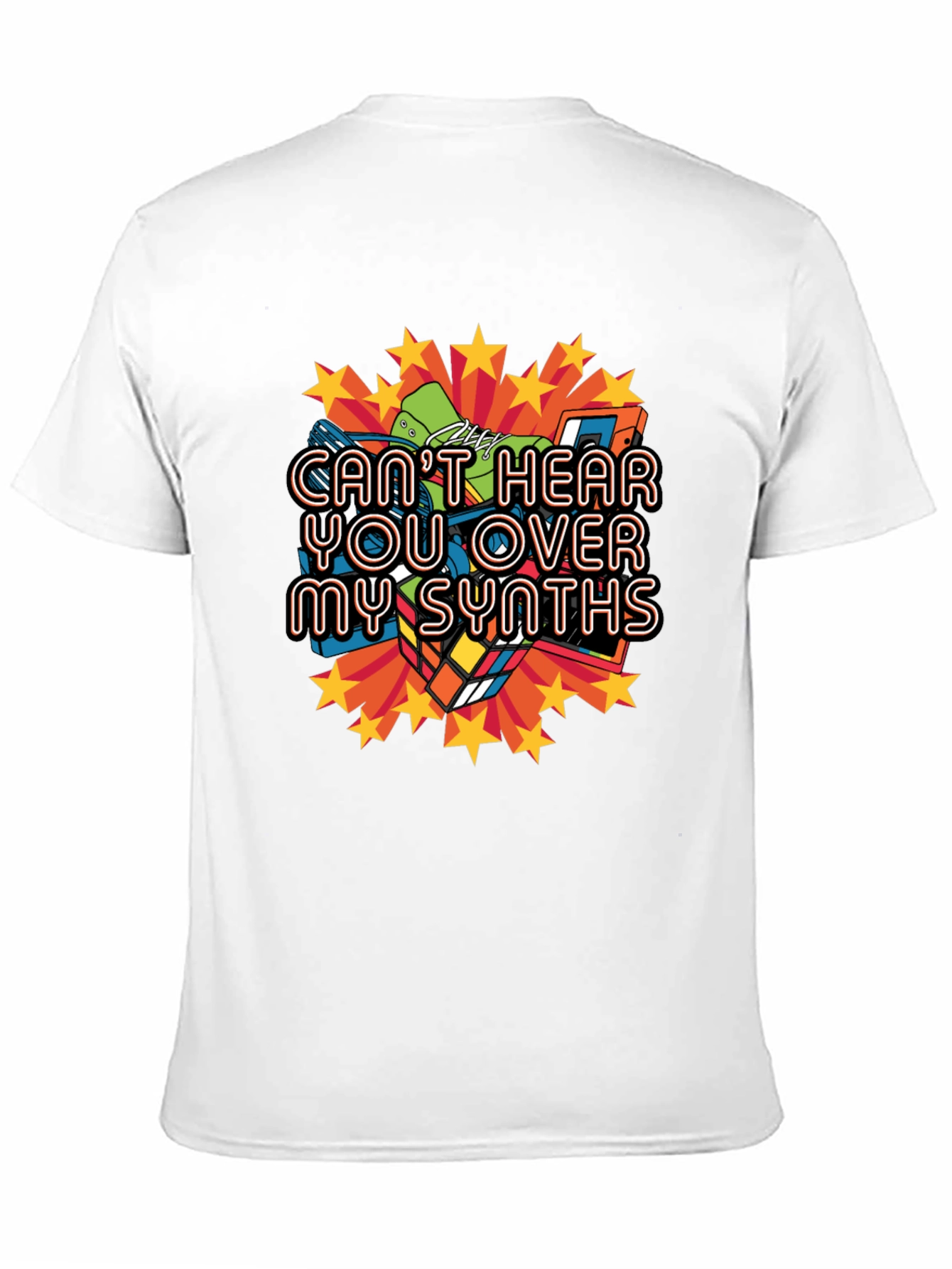 Cant Hear You Over My Synths Black T-Shirt