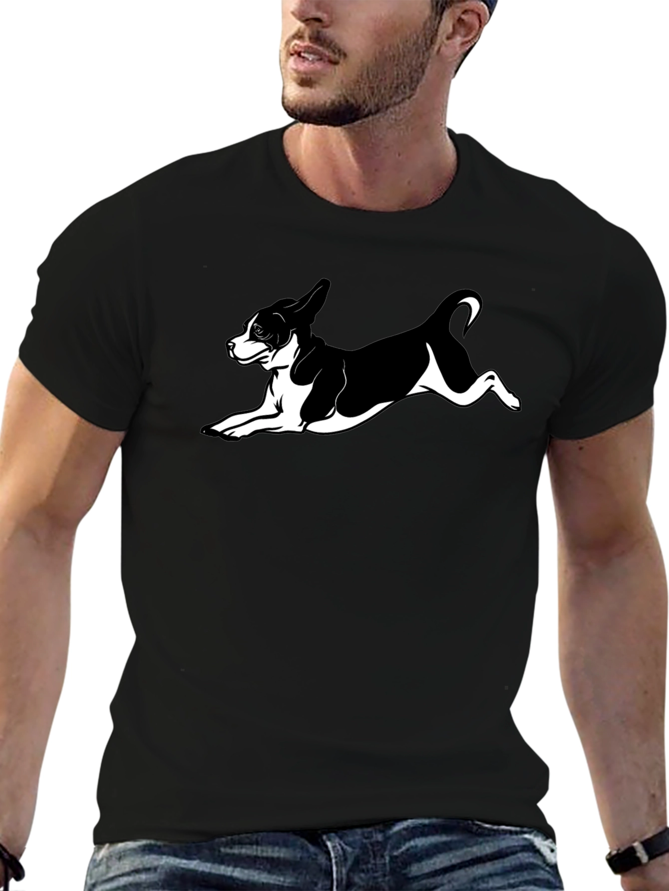 Dog Lover Black T-Shirt - Playful Puppy Design