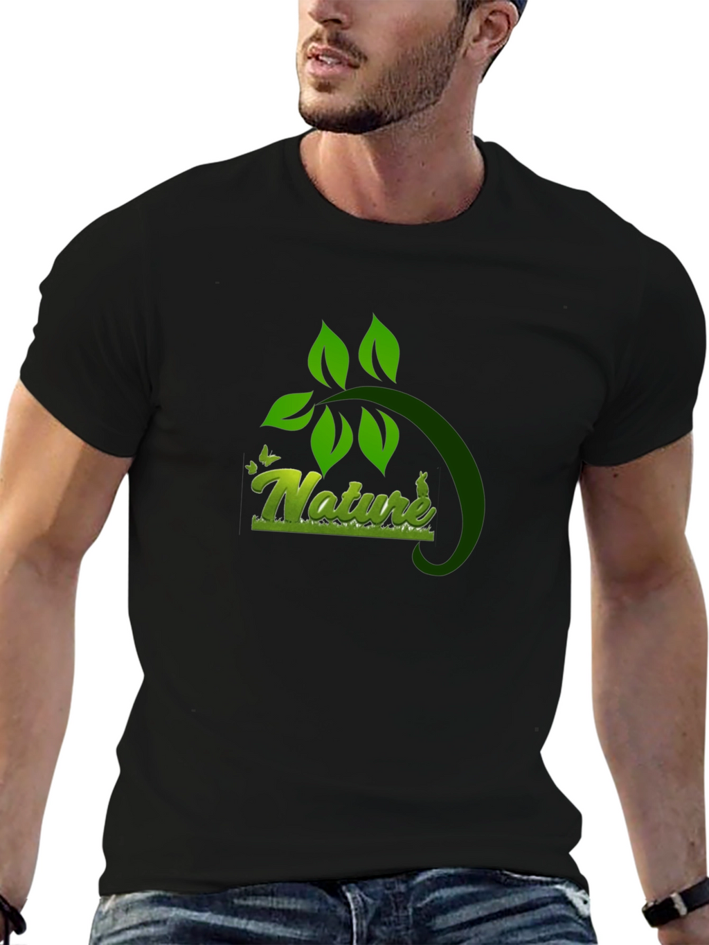 Nature Graphic Black T-Shirt - Eco Friendly Design