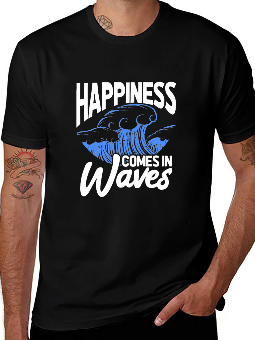 Happiness Comes In Waves Graphic Tee