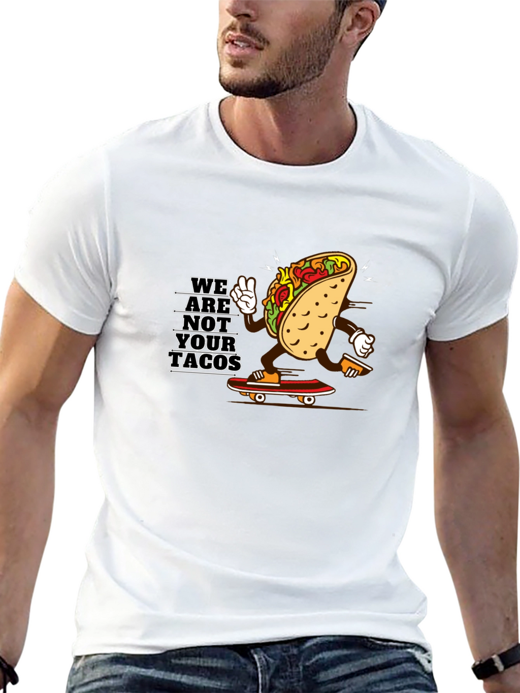We Are Not Your Tacos Black Graphic Tee