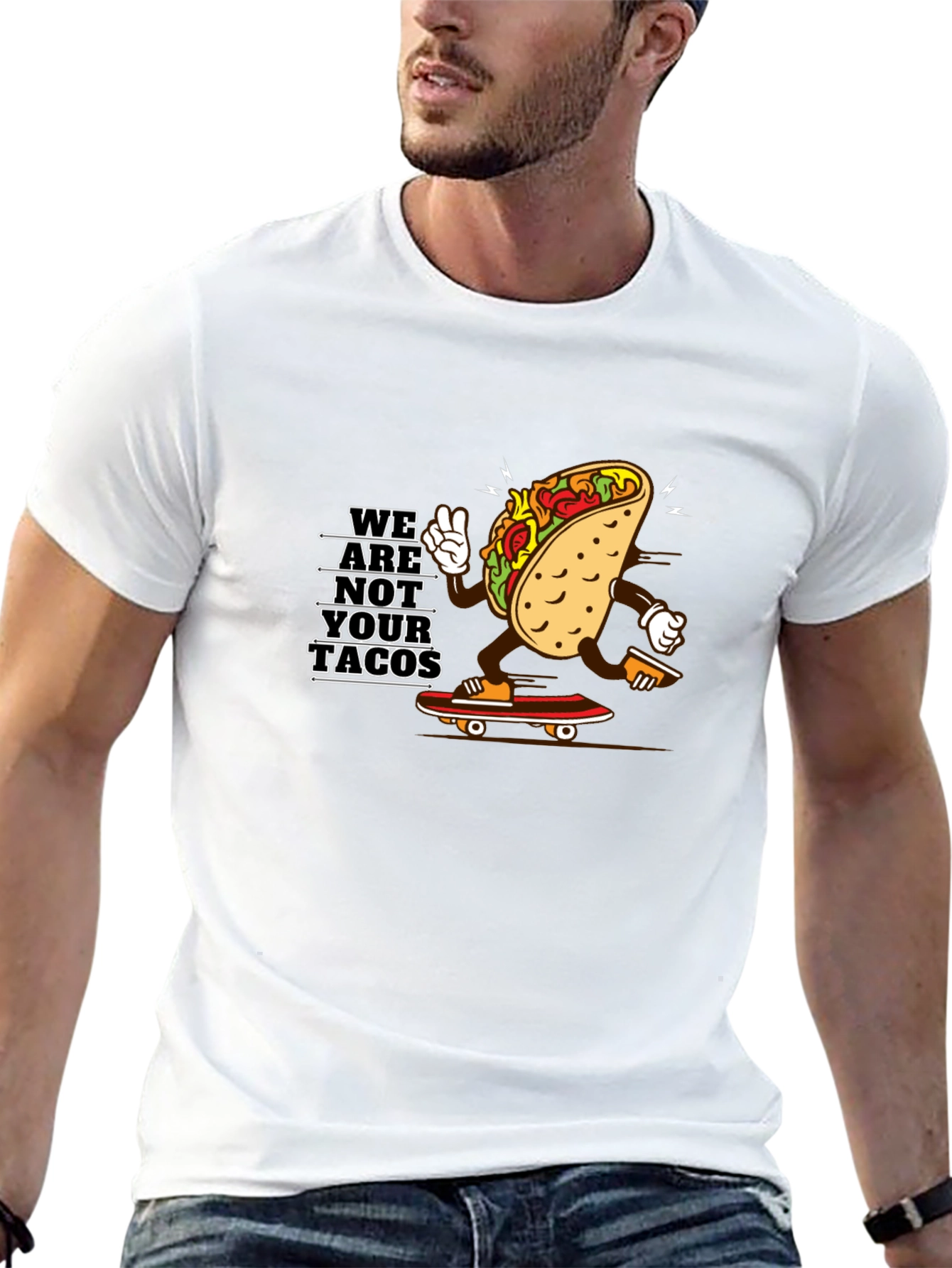 We Are Not Your Tacos Black Graphic Tee