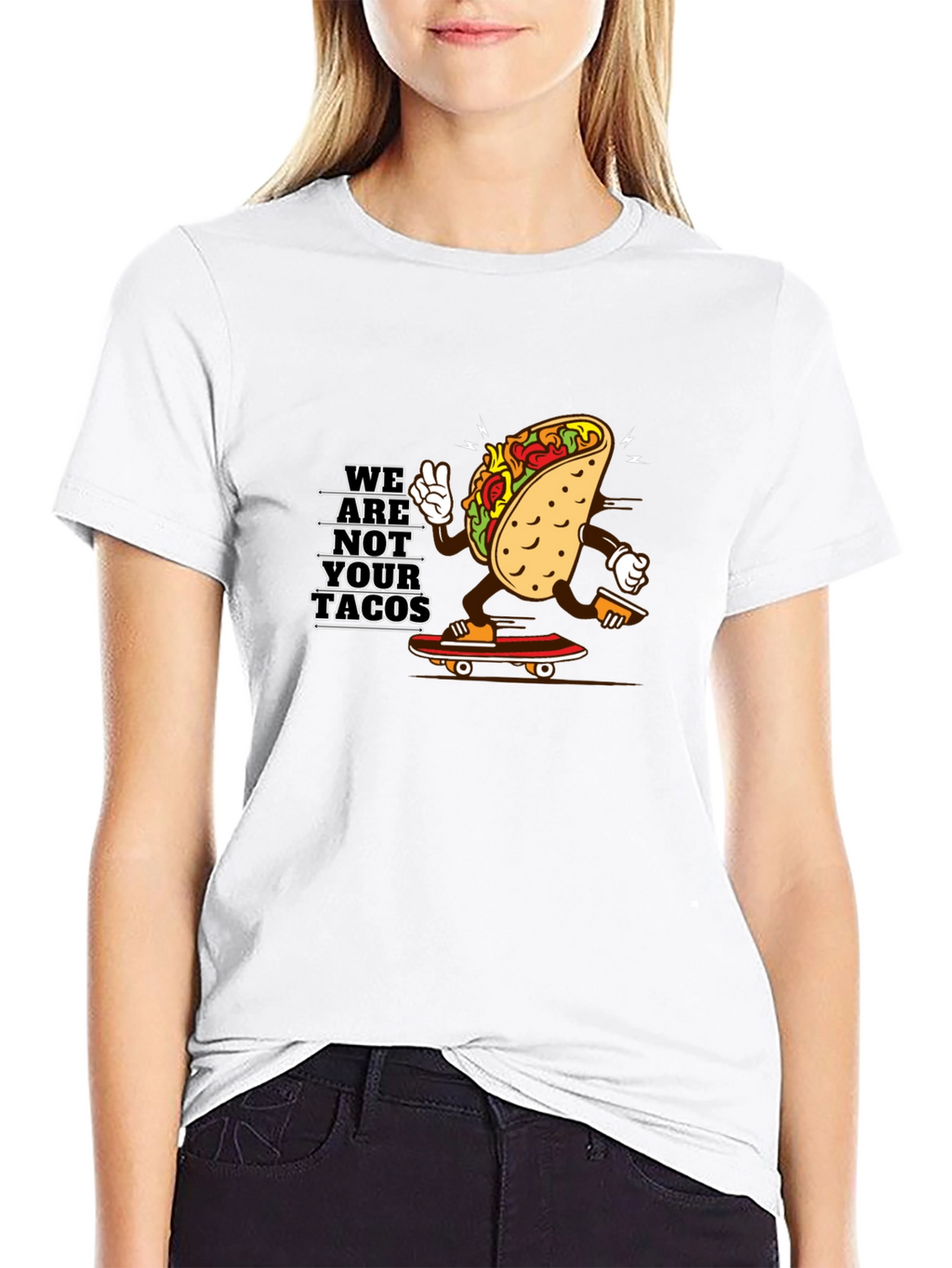 We Are Not Your Tacos Black Graphic Tee