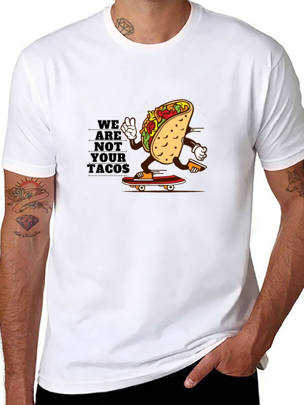 We Are Not Your Tacos Black Graphic Tee