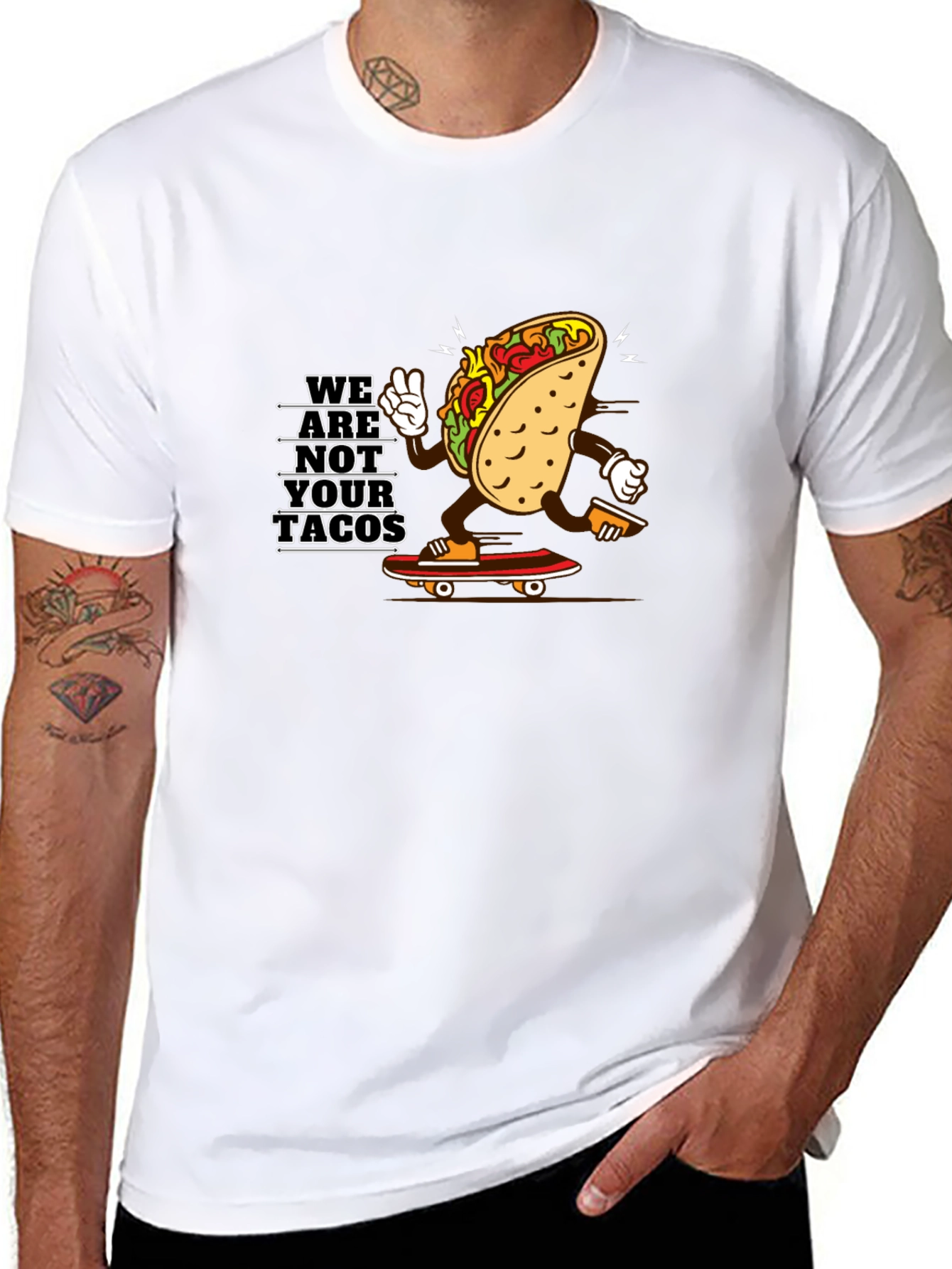 We Are Not Your Tacos Black Graphic Tee