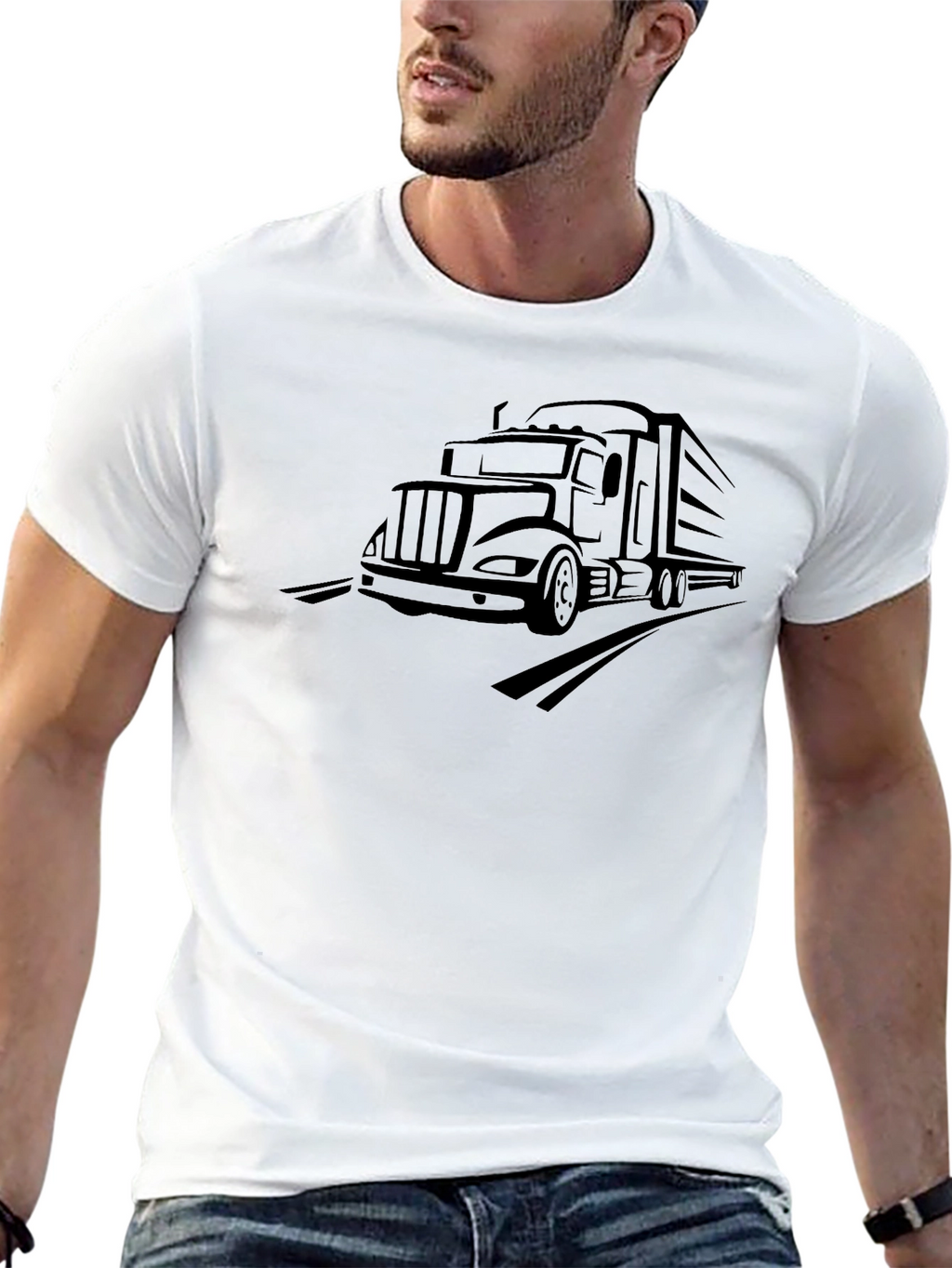 Truckers Black Tee - Semi Truck Graphic