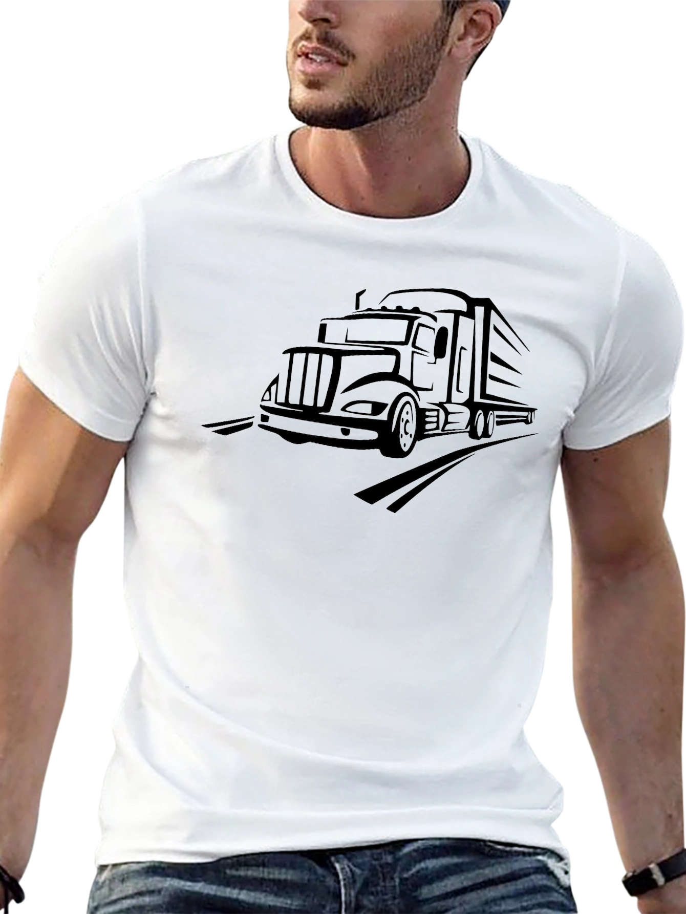 Truckers Black Tee - Semi Truck Graphic