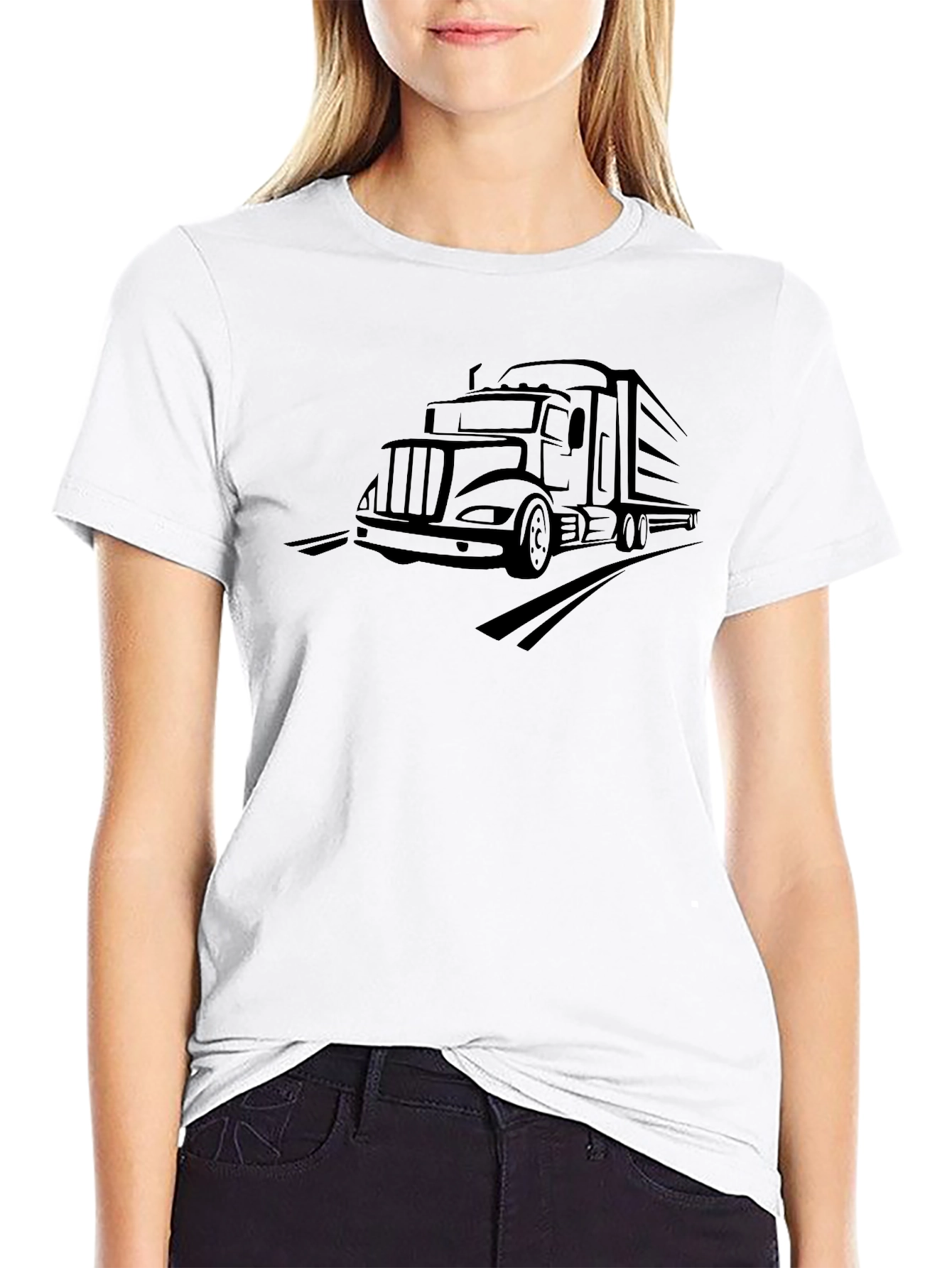 Truckers Black Tee - Semi Truck Graphic