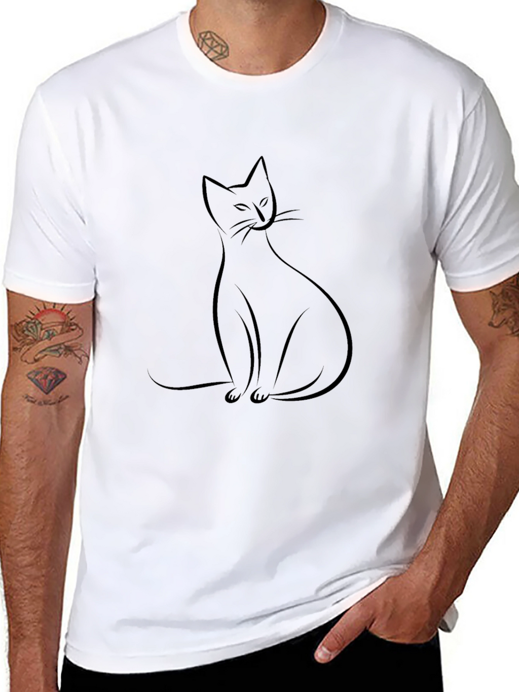 Mens Black Cat Graphic T-Shirt