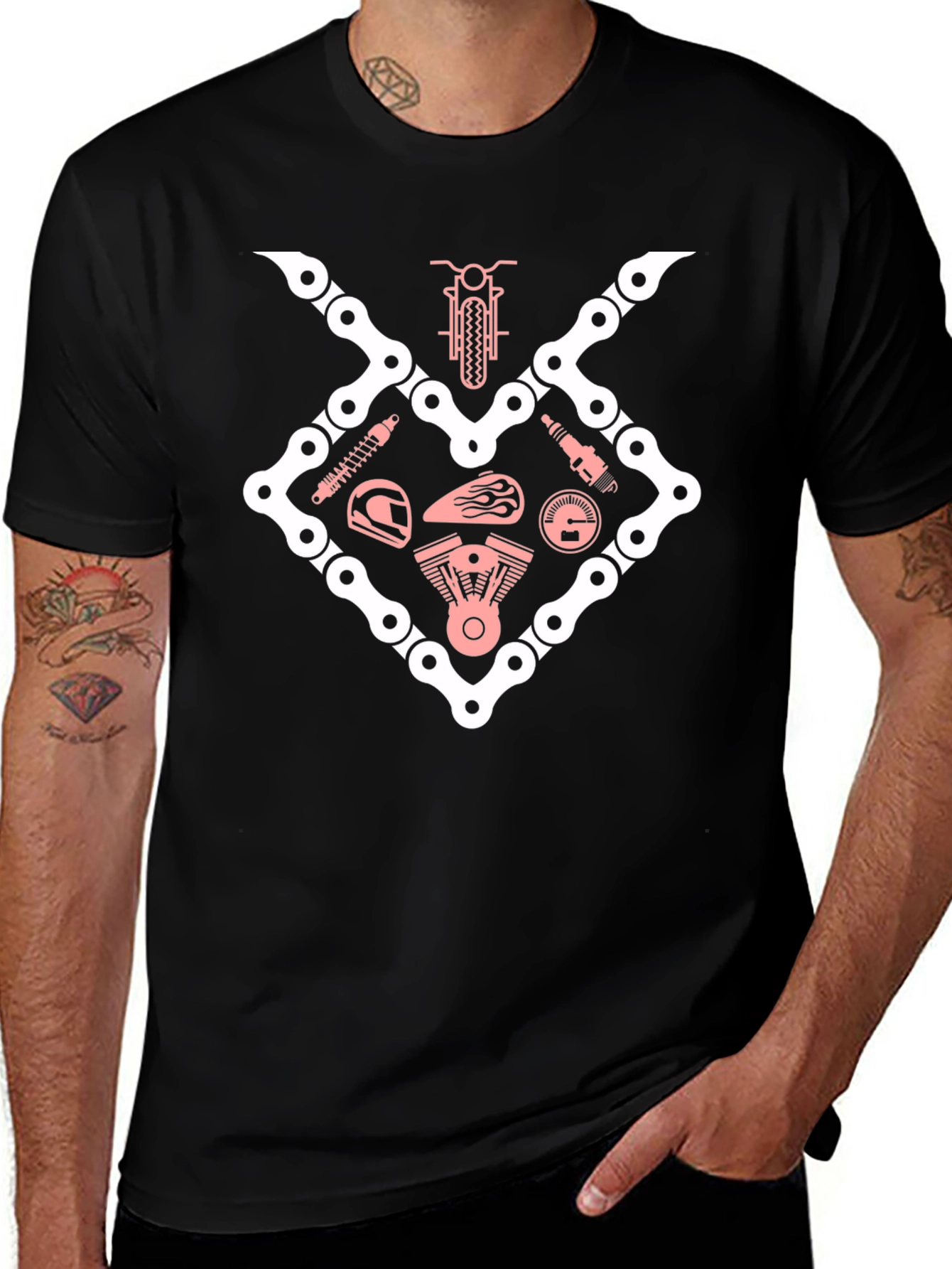 Cool Biker T-Shirt - Motorcycle Parts Graphic