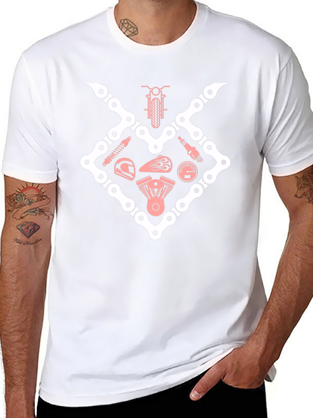 Cool Biker T-Shirt - Motorcycle Parts Graphic