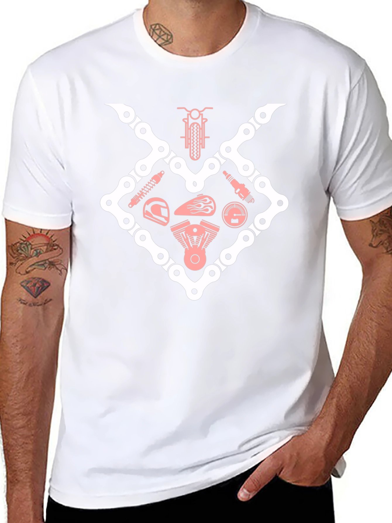 Cool Biker T-Shirt - Motorcycle Parts Graphic