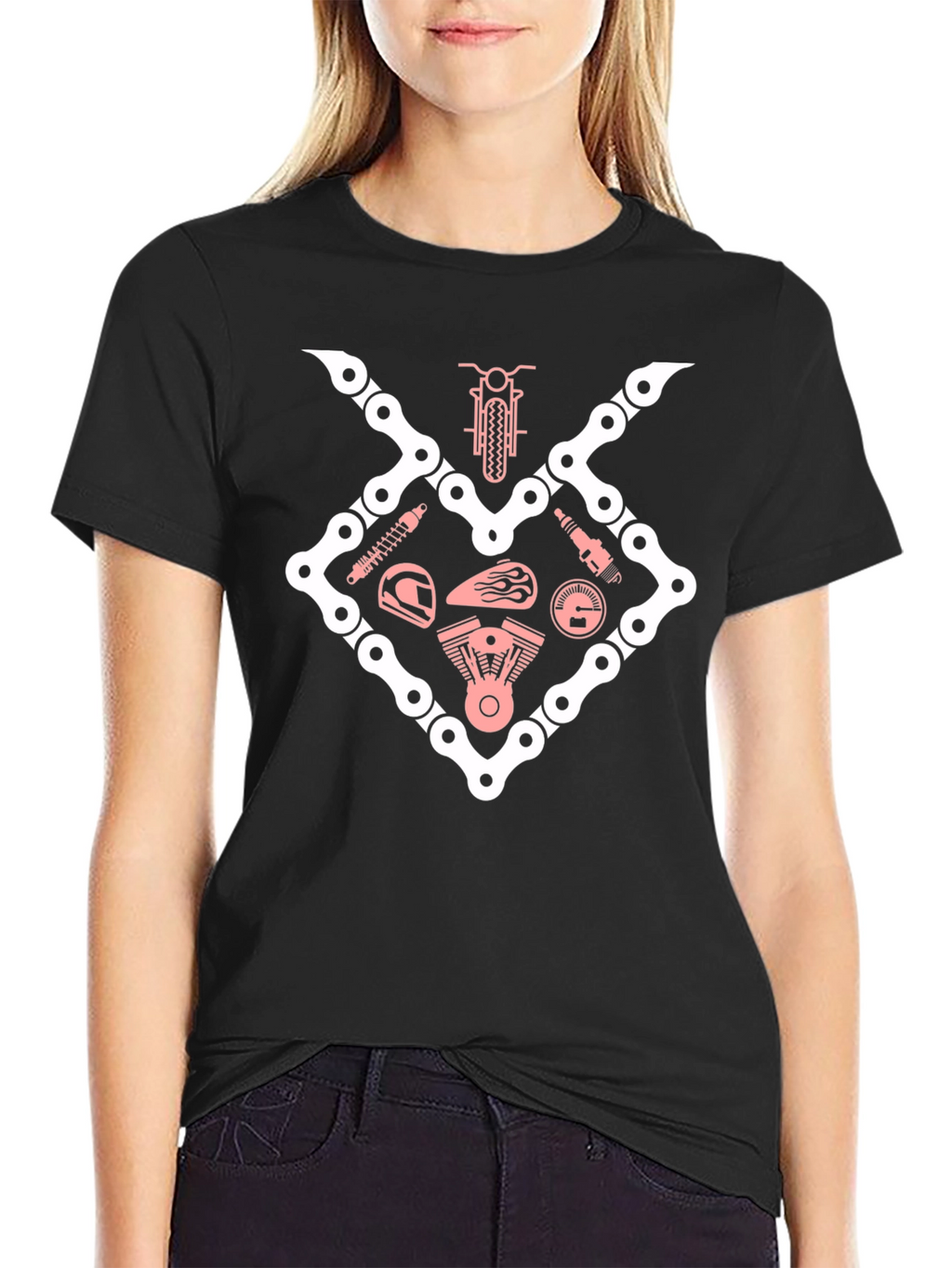Cool Biker T-Shirt - Motorcycle Parts Graphic