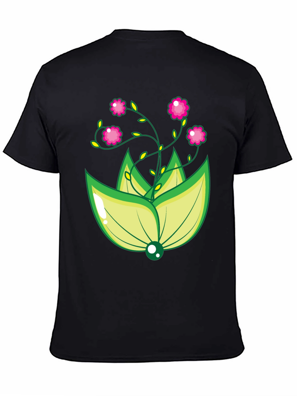 Floral Design Black T-Shirt