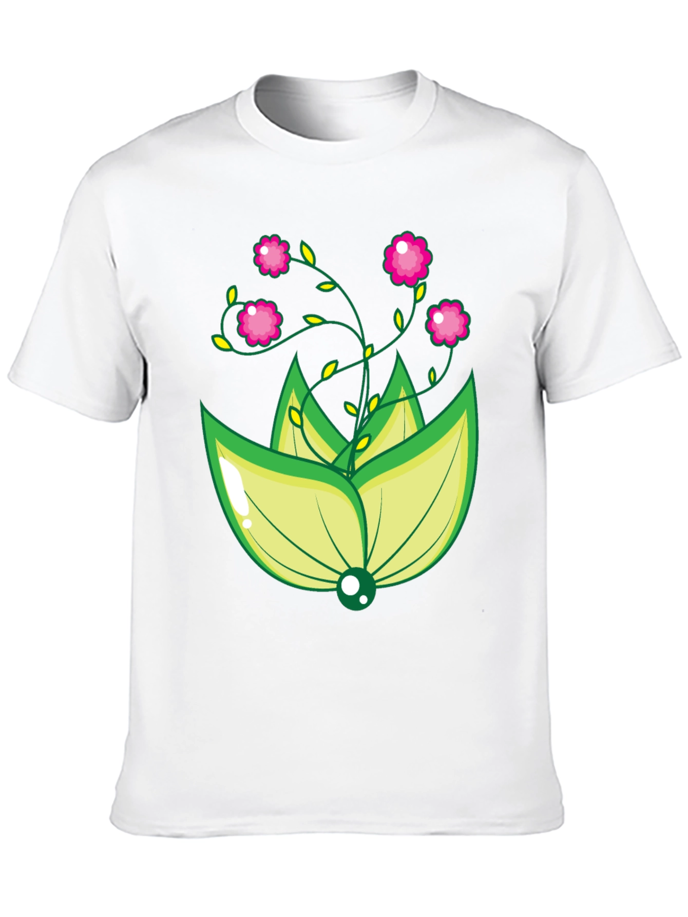 Floral Design Black T-Shirt