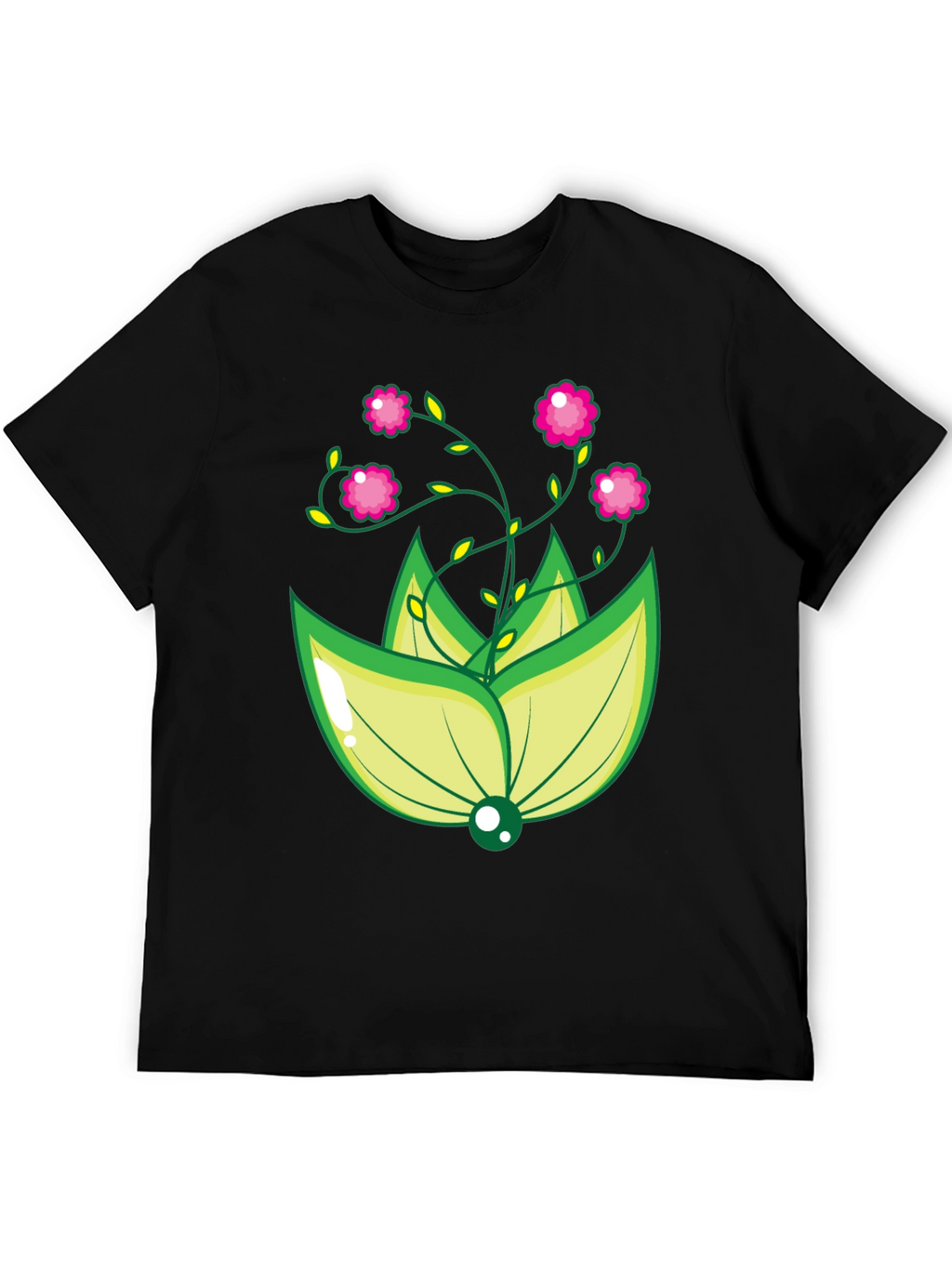 Floral Design Black T-Shirt