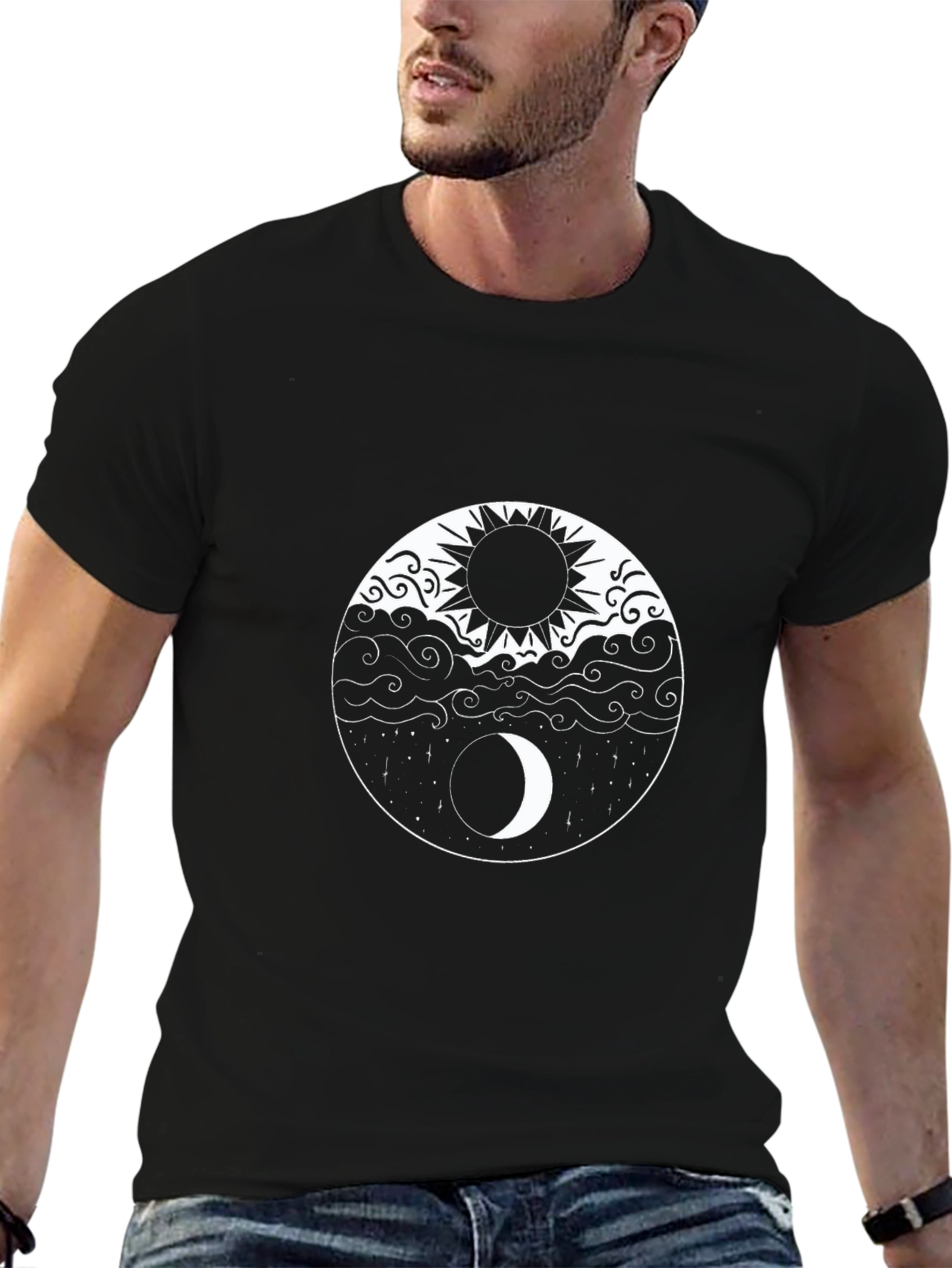 Yin Yang Sun and Moon Graphic Tee