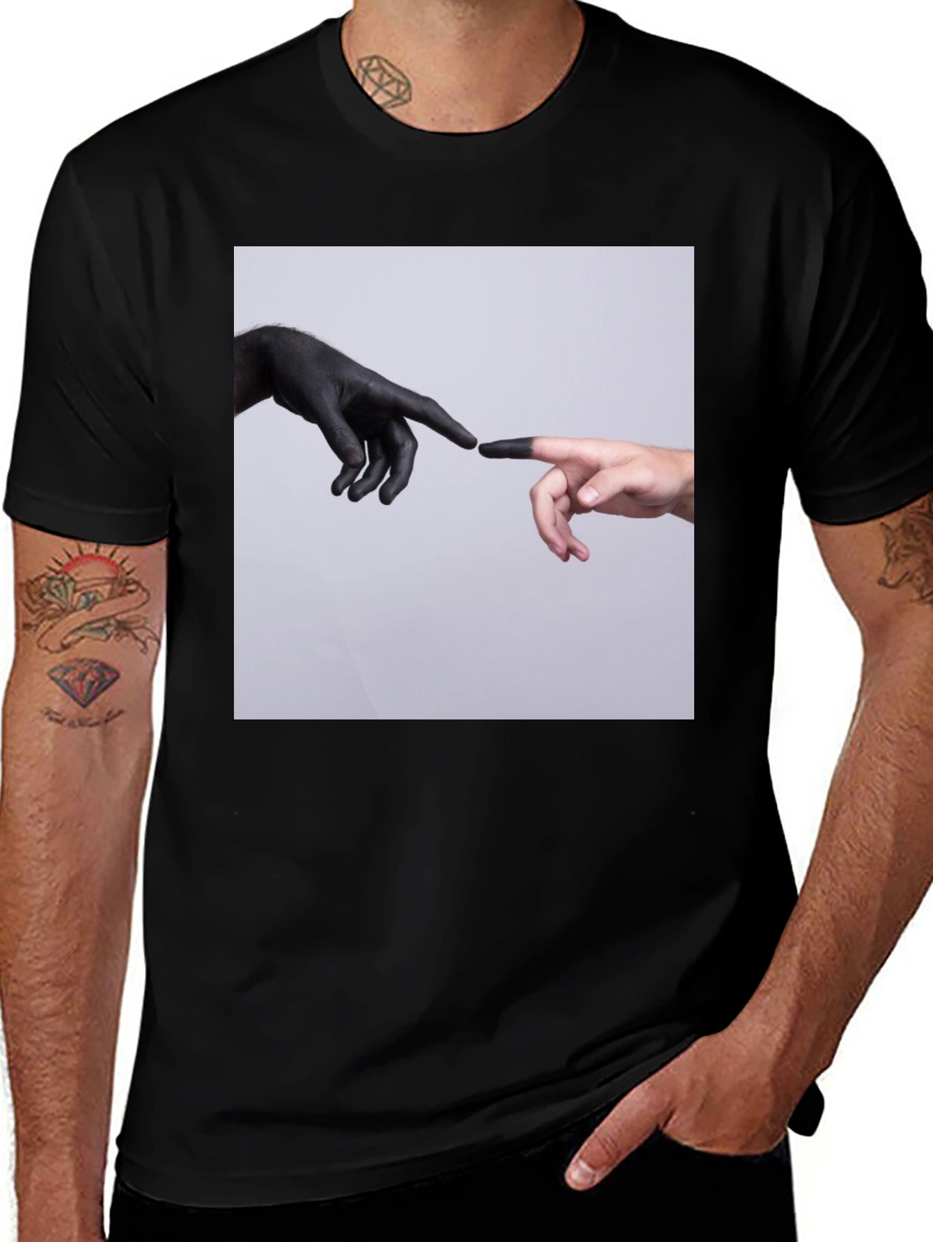 Creation Hands Graphic Black T-Shirt