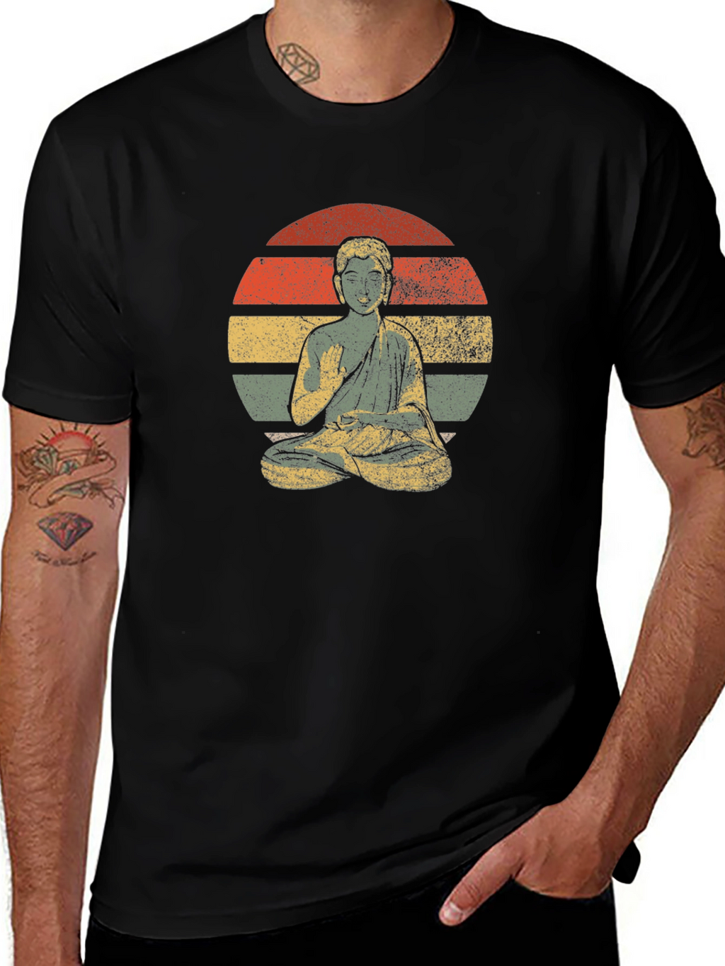 Retro Buddha Graphic T-Shirt - Zen Style