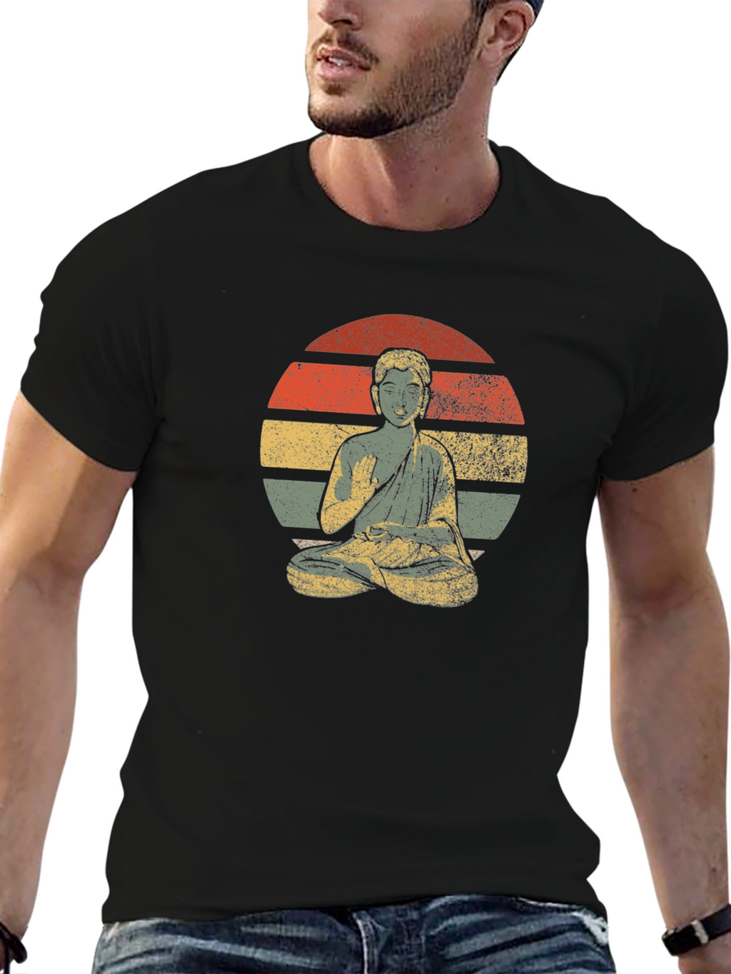 Retro Buddha Graphic T-Shirt - Zen Style