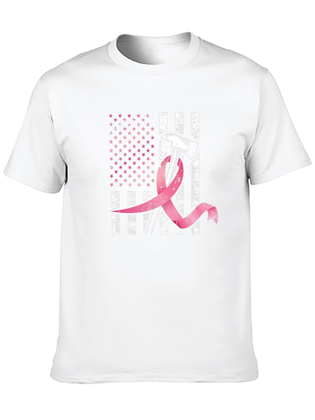 Firefighter Breast Cancer Awareness American Flag T-Shirt