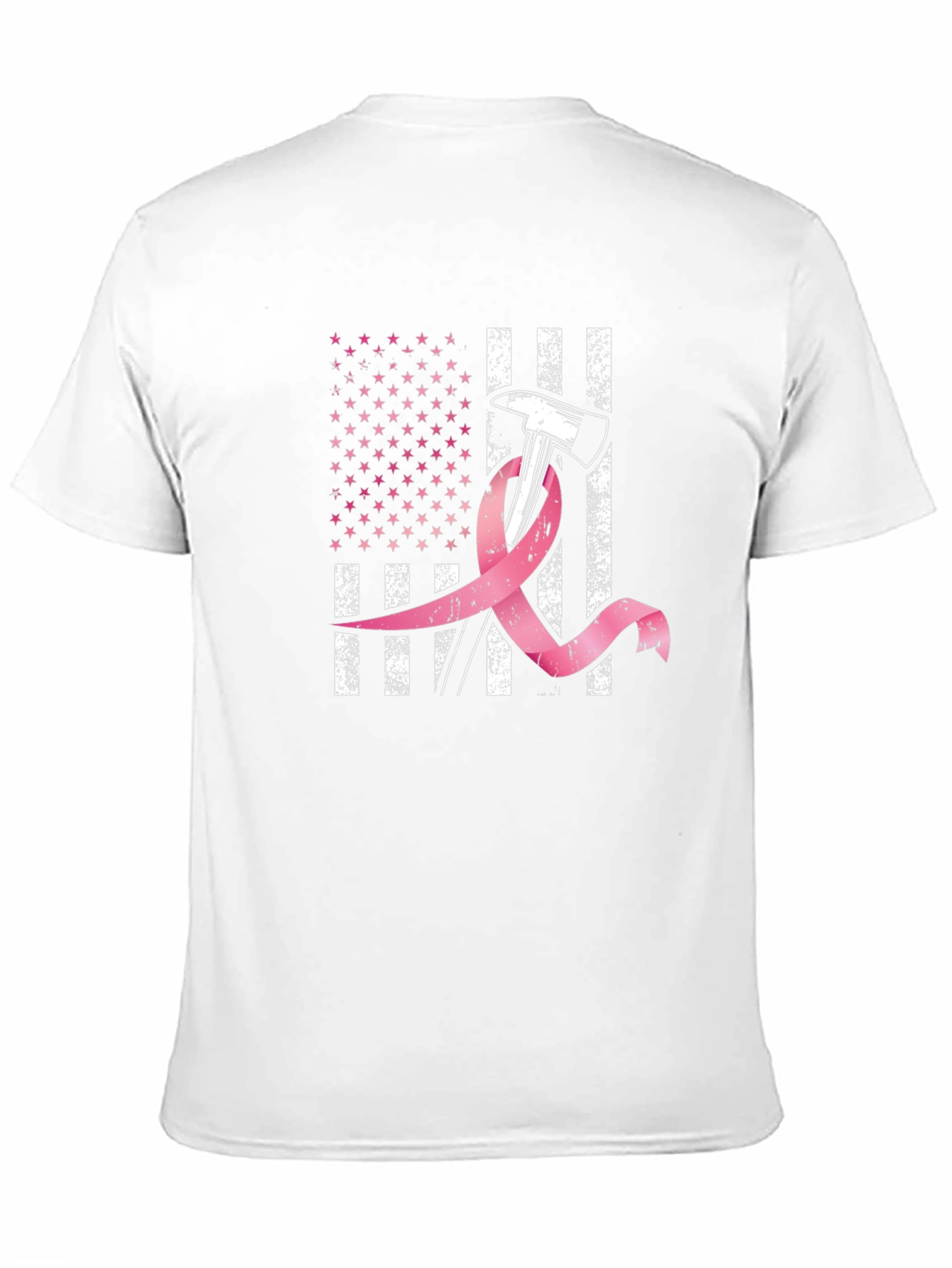 Firefighter Breast Cancer Awareness American Flag T-Shirt