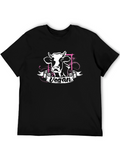 Vegan Cow Graphic Tee - Black Cotton T-Shirt