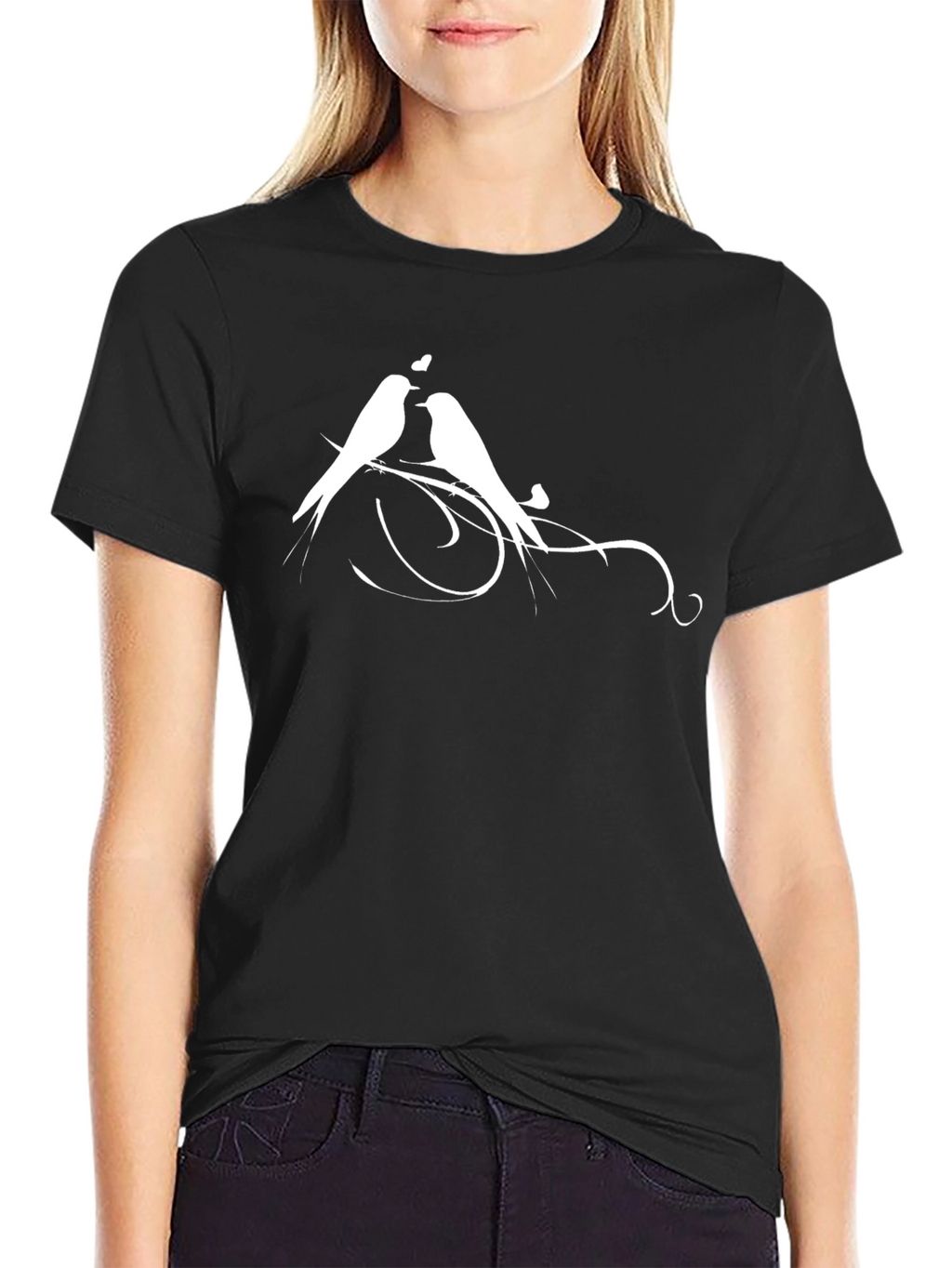 Lovebirds Graphic Tee - Black Cotton Blend Shirt