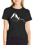 Lovebirds Graphic Tee - Black Cotton Blend Shirt