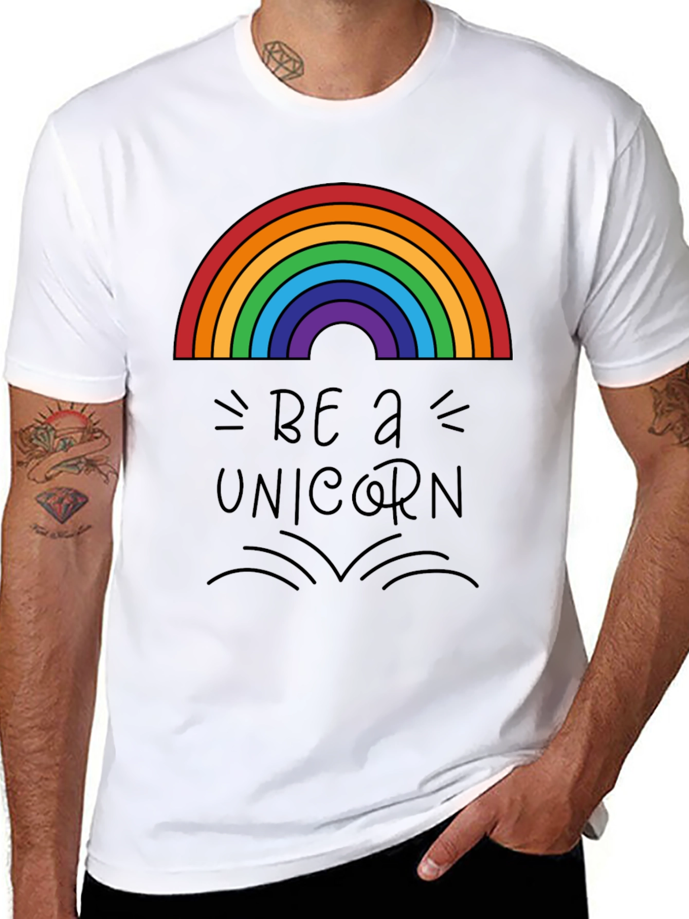 Be a Unicorn T-Shirt - Rainbow Graphic Tee