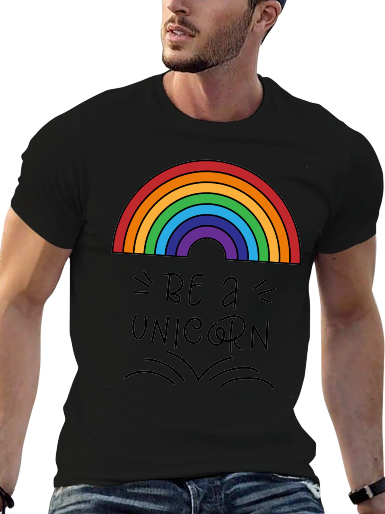 Be a Unicorn T-Shirt - Rainbow Graphic Tee