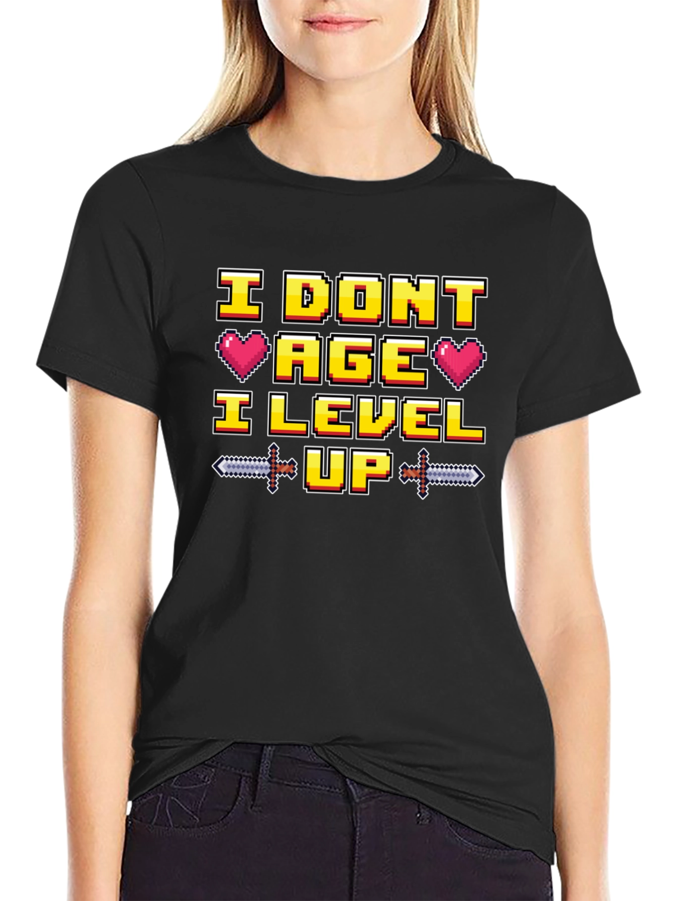I Dont Age I Level Up Black T-Shirt
