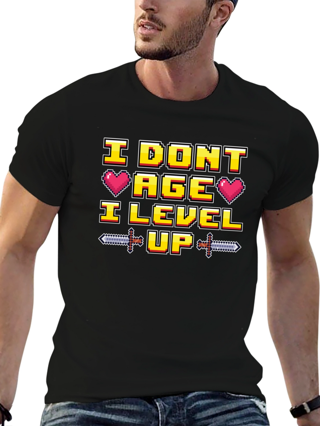 I Dont Age I Level Up Black T-Shirt