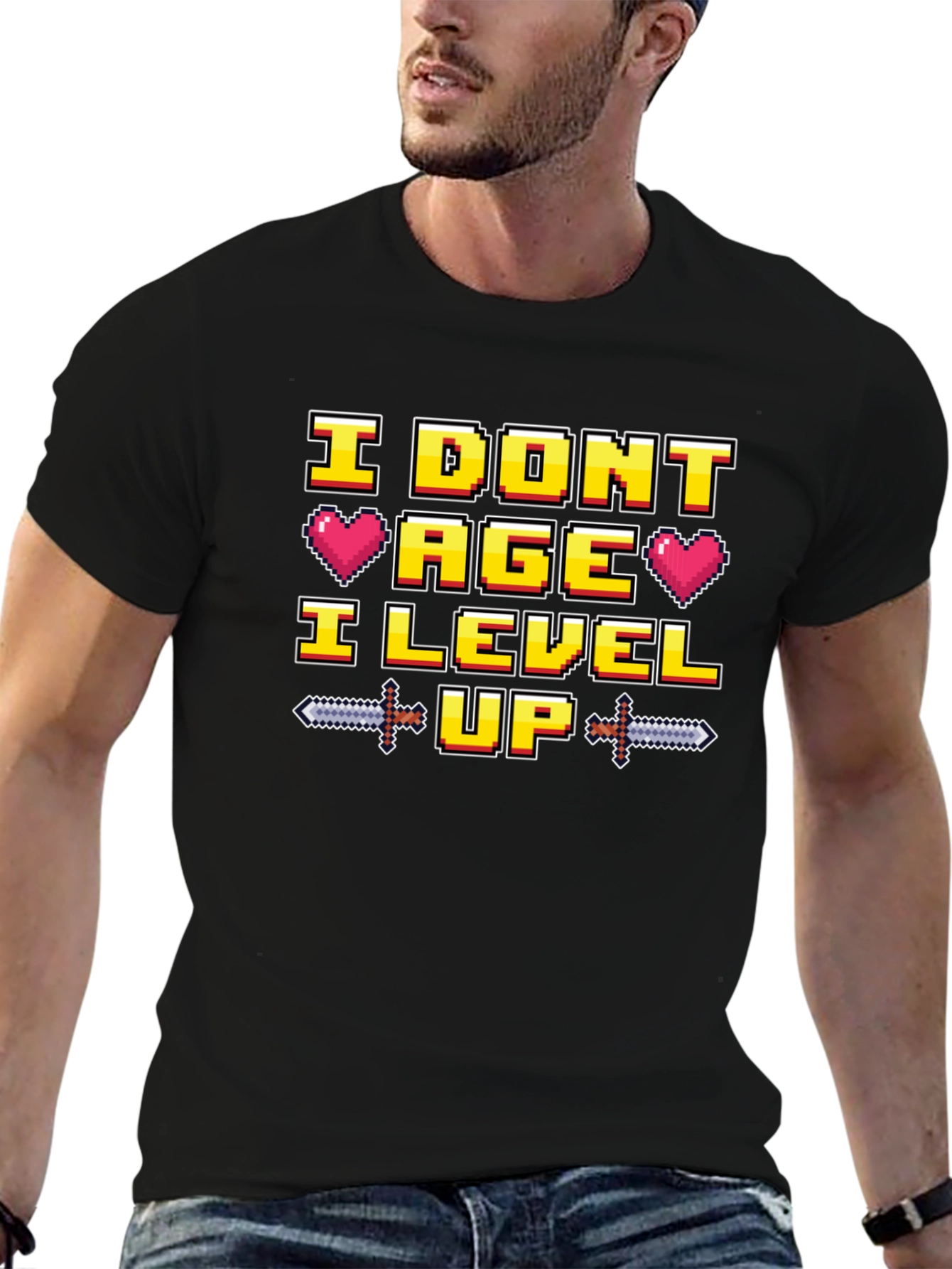 I Dont Age I Level Up Black T-Shirt
