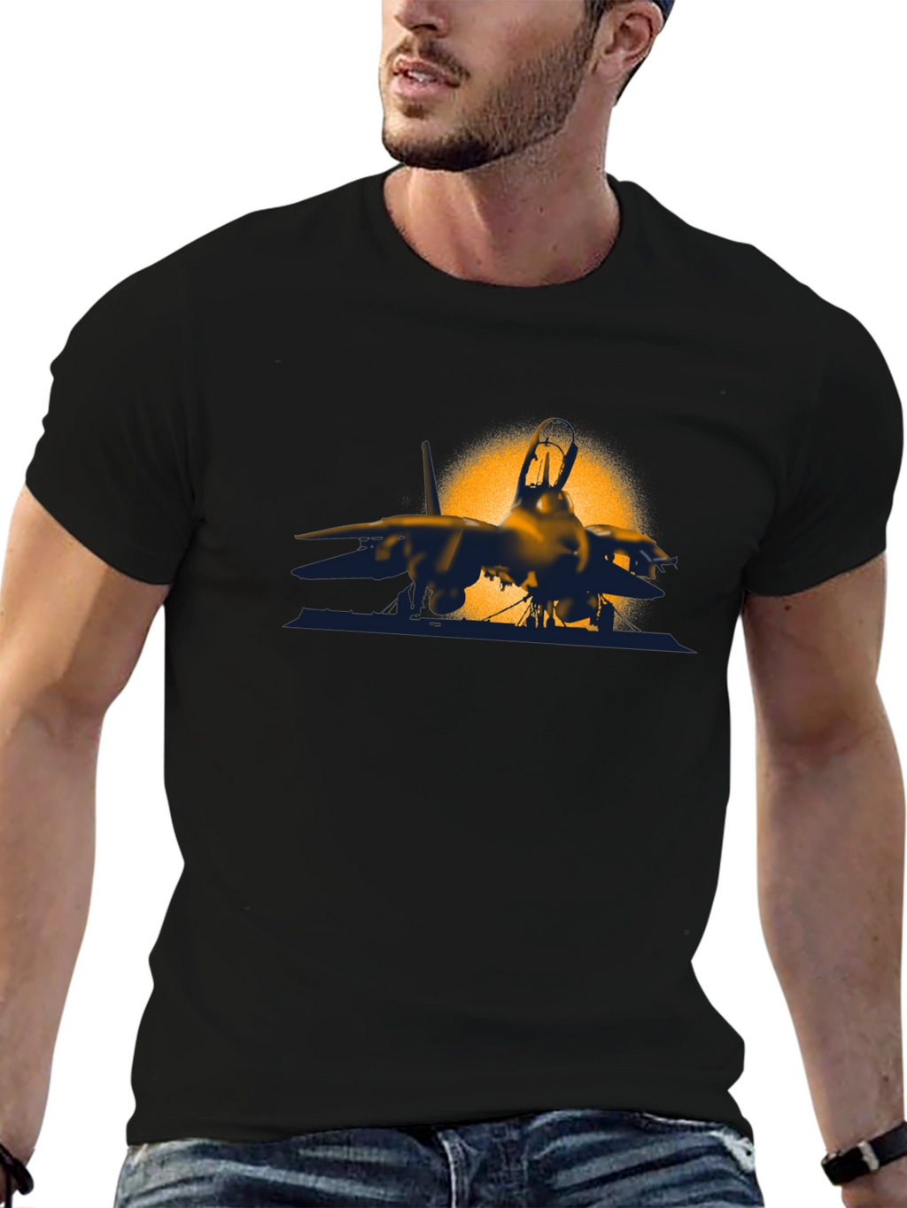 Jet Fighter Graphic T-Shirt - Premium Cotton Blend