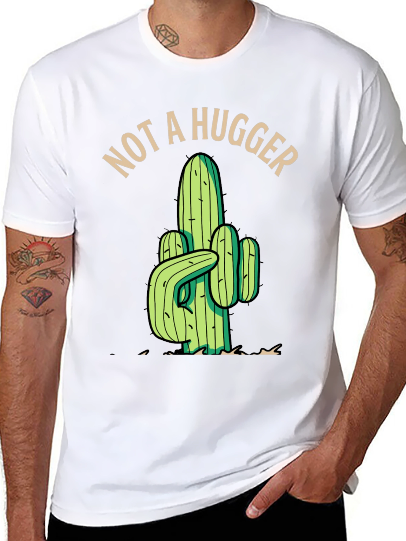 Not a Hugger Cactus Graphic Tee - Black