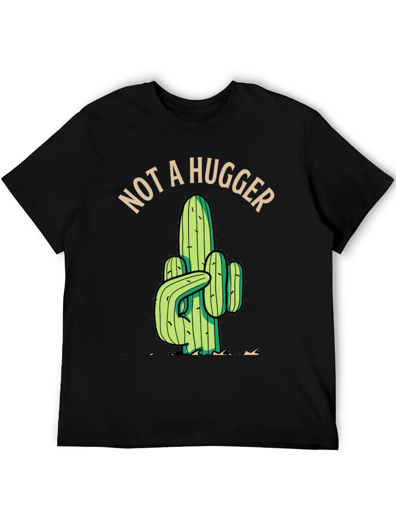 Not a Hugger Cactus Graphic Tee - Black